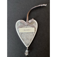 Ornament Hanging Heart "Blessed"