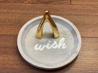 Wooden "Wish" Jewelry Ring Dish Tray