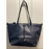 Fashion Design Faux Leather Tote - Navy Blue