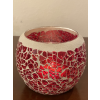 Candle Holder - Mosaic Glass  - Red